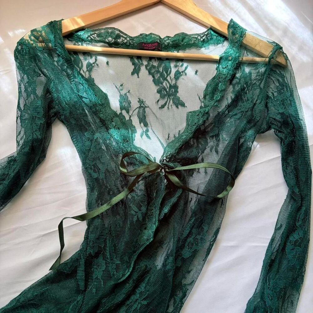 Avid Love | M — deep emerald floral lace duster - Picture 2 of 4